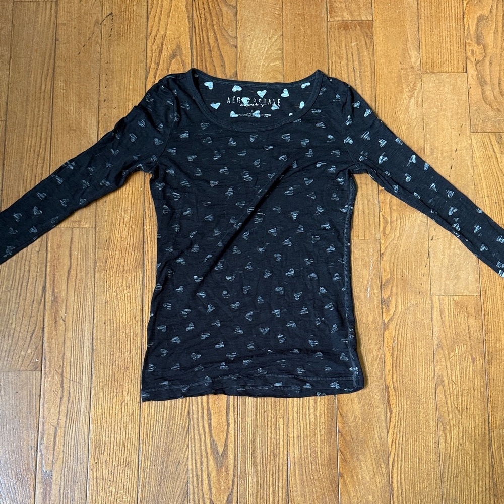 Aeropostale Black Heart Pattern Blouse